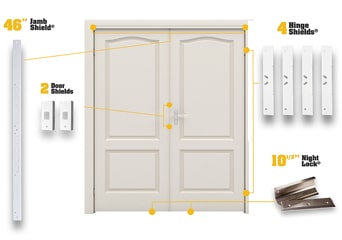 Door Armor Double Door Security Kit with Night Lock System