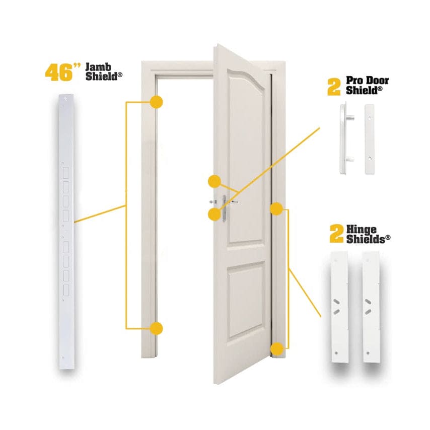 PRO MAX Single Door Security Kit with Door Armor Jamb & Hinge Shields