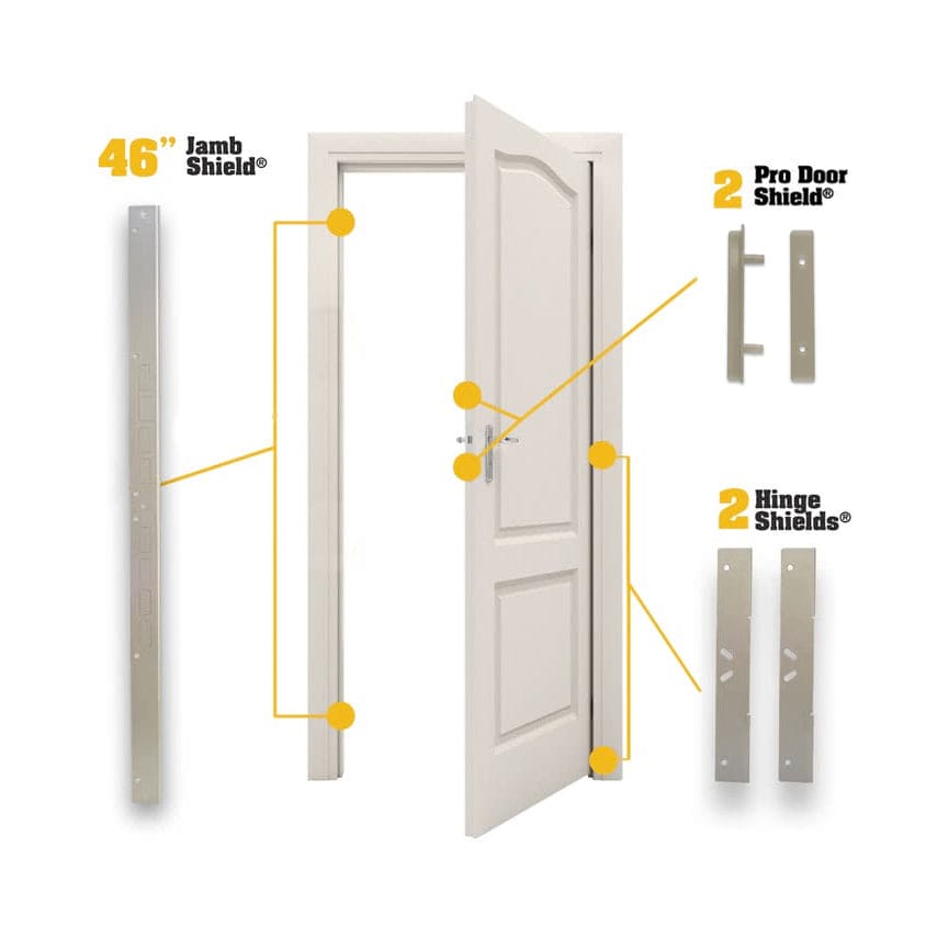 PRO MAX Single Door Security Kit with Door Armor Jamb & Hinge Shields